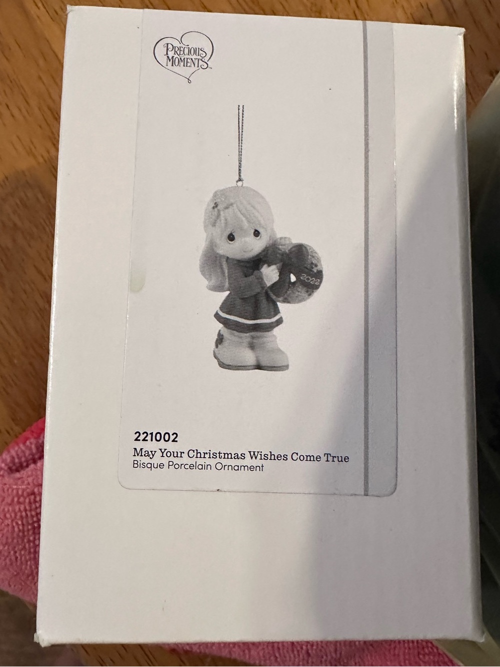 Precious Moments White Porcelain Holiday Girl Ornament “May your wishes co true”